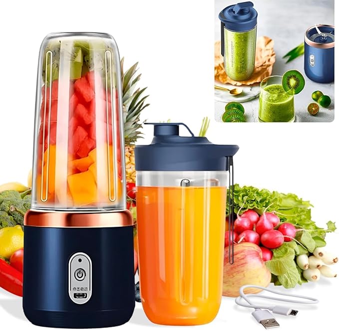 Portable Blender Electric Juicers Fruit Mixers USB Rechargeable Smoothie Mini Personal Juicer 6 Blades 3Gears With 1800 Mah Rechargeable Battery-Smoothie Blender