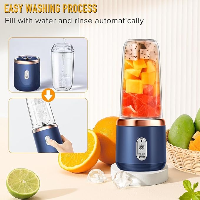 Portable Blender Electric Juicers Fruit Mixers USB Rechargeable Smoothie Mini Personal Juicer 6 Blades 3Gears With 1800 Mah Rechargeable Battery-Smoothie Blender