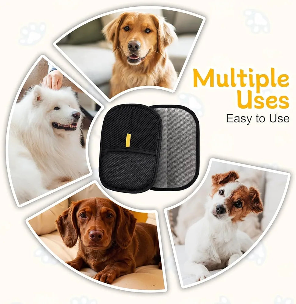 Pet Hair Remover Glove – Reusable Electrostatic Pet Hair Removal Glove for Cats, Dogs, Rabbits, Guinea Pigs & More | Cat Hair Remover from Clothes, Sofa, Carpet & Car Seats (Black)