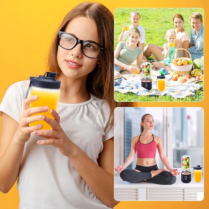 Portable Blender Electric Juicers Fruit Mixers USB Rechargeable Smoothie Mini Personal Juicer 6 Blades 3Gears With 1800 Mah Rechargeable Battery-Smoothie Blender