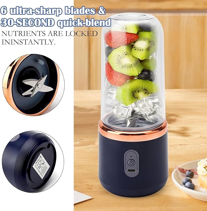 Portable Blender Electric Juicers Fruit Mixers USB Rechargeable Smoothie Mini Personal Juicer 6 Blades 3Gears With 1800 Mah Rechargeable Battery-Smoothie Blender
